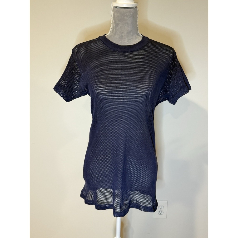 Vintage 70s 80s  Mesh Sheer Blue Shirt Sz XL Men's Retro USA By Devknit Retro